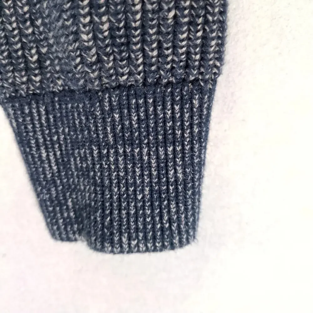 Banana‎ Republic Full Zip Knit Navy Sweater Men's L Mock Neck Herringbone Casual